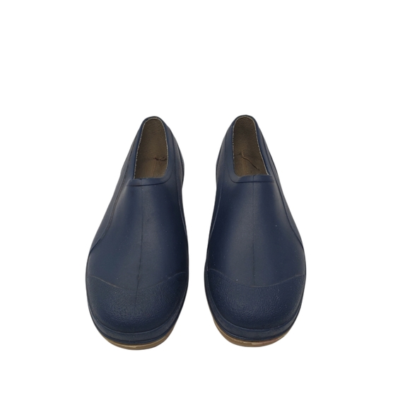 Navy Blue Garden Shoes Size 38 (US Womens 8) Made in France Tan Gum Thick Soles - Picture 3 of 9